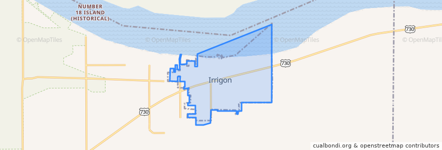 Mapa de ubicacion de Irrigon.