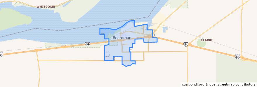 Mapa de ubicacion de Boardman.
