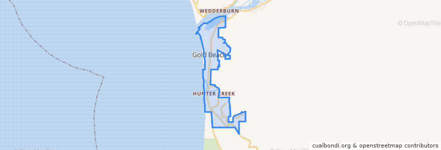 Mapa de ubicacion de Gold Beach.