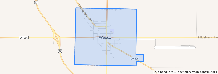 Mapa de ubicacion de Wasco.