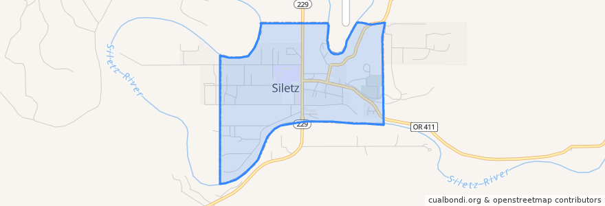 Mapa de ubicacion de Siletz.