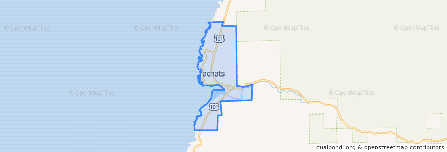 Mapa de ubicacion de Yachats.