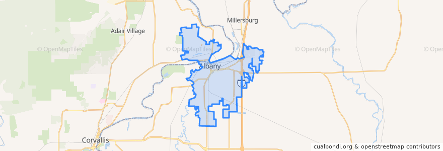 Mapa de ubicacion de Albany.