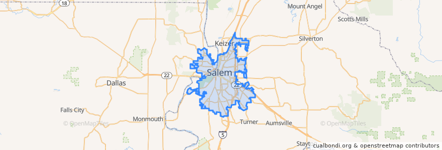 Mapa de ubicacion de Salem.