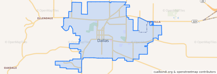 Mapa de ubicacion de Dallas.
