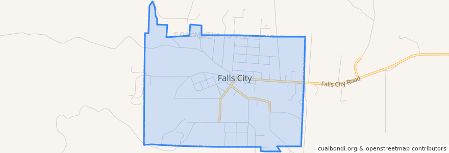 Mapa de ubicacion de Falls City.