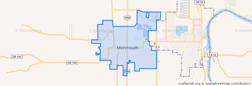 Mapa de ubicacion de Monmouth.