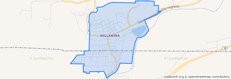 Mapa de ubicacion de Willamina.