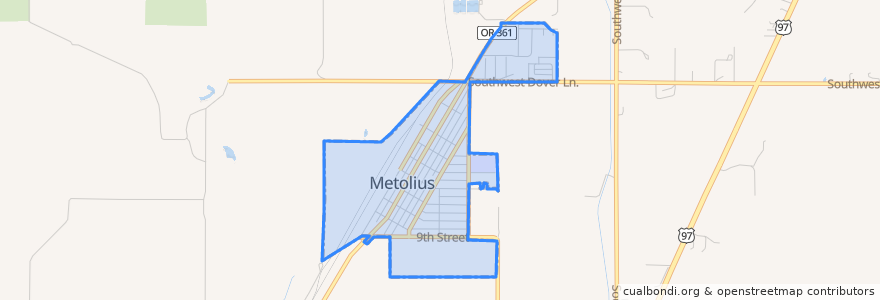 Mapa de ubicacion de Metolius.