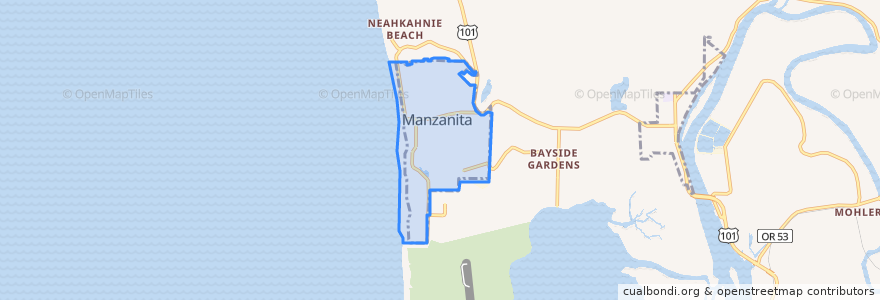 Mapa de ubicacion de Manzanita.