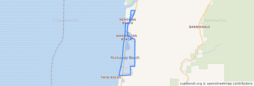 Mapa de ubicacion de Rockaway Beach.