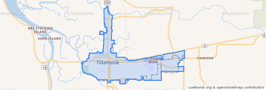 Mapa de ubicacion de Tillamook.