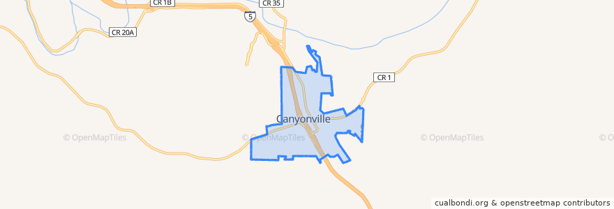 Mapa de ubicacion de Canyonville.