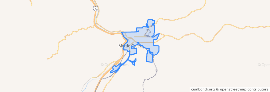 Mapa de ubicacion de Myrtle Creek.