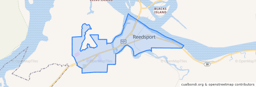 Mapa de ubicacion de Reedsport.