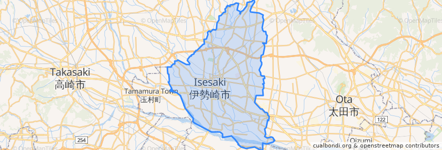 Mapa de ubicacion de 伊勢崎市.