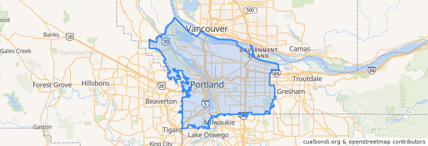 Mapa de ubicacion de Portland.