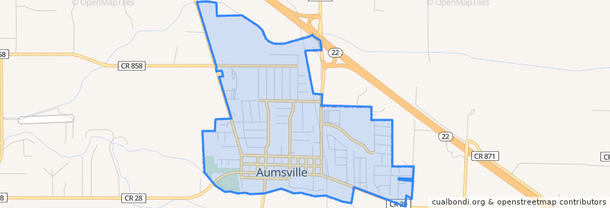 Mapa de ubicacion de Aumsville.