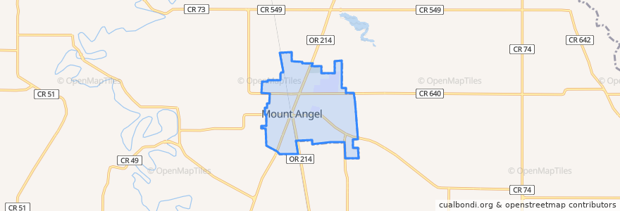 Mapa de ubicacion de Mount Angel.