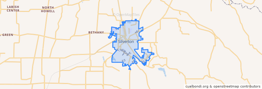 Mapa de ubicacion de Silverton.