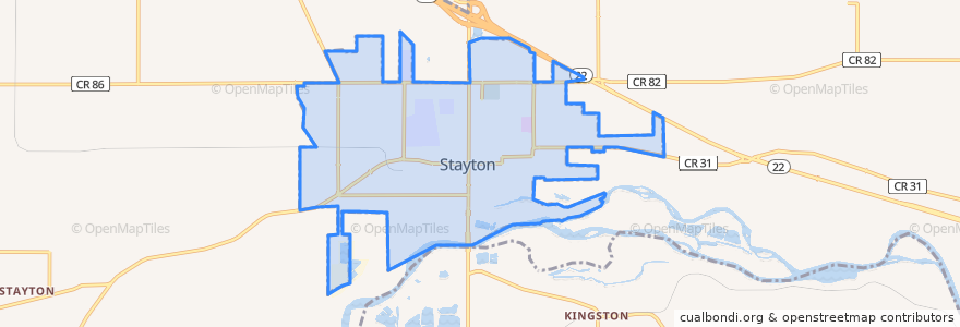 Mapa de ubicacion de Stayton.