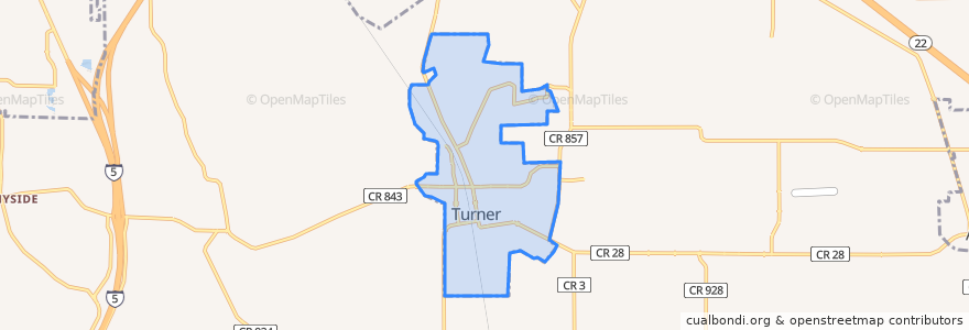 Mapa de ubicacion de Turner.