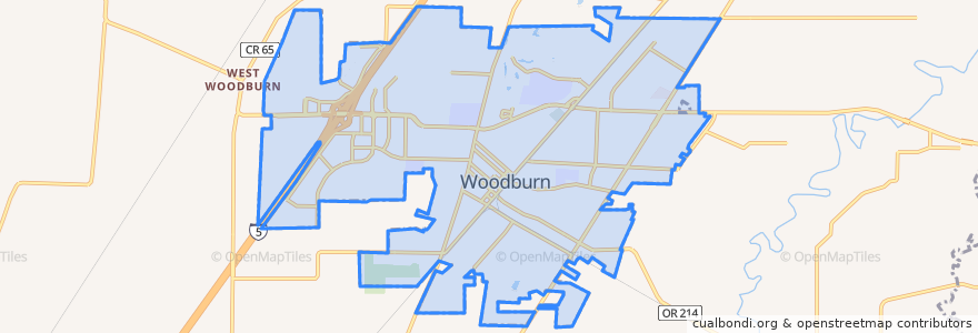 Mapa de ubicacion de Woodburn.
