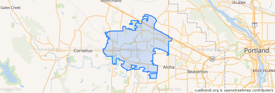 Mapa de ubicacion de Hillsboro.