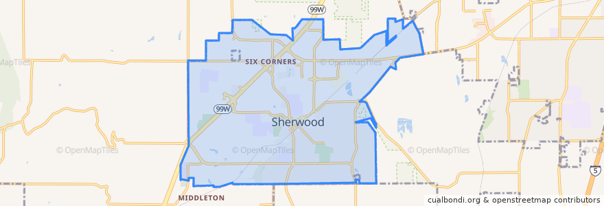 Mapa de ubicacion de Sherwood.