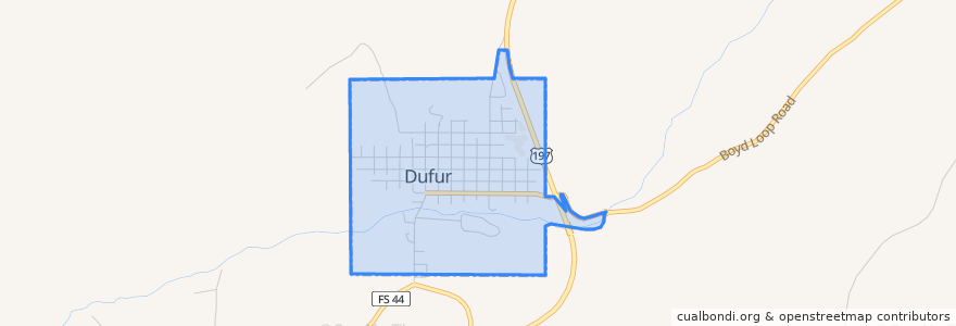 Mapa de ubicacion de Dufur.