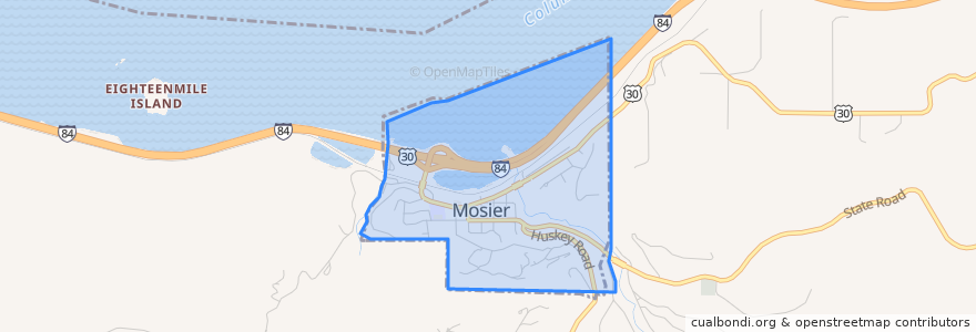 Mapa de ubicacion de Mosier.