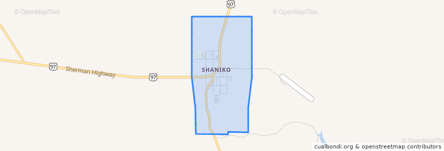 Mapa de ubicacion de Shaniko.