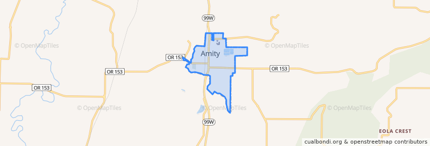 Mapa de ubicacion de Amity.