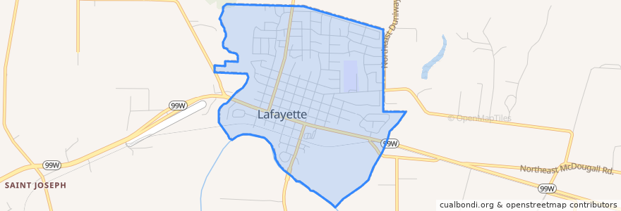 Mapa de ubicacion de Lafayette.