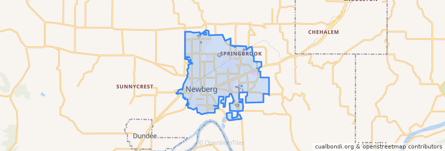 Mapa de ubicacion de Newberg.