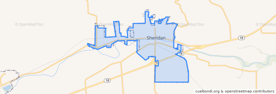 Mapa de ubicacion de Sheridan.