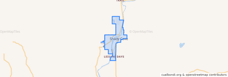 Mapa de ubicacion de Shady Cove.