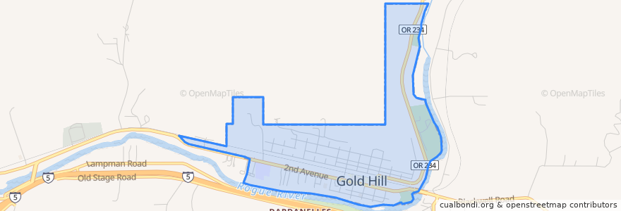 Mapa de ubicacion de Gold Hill.