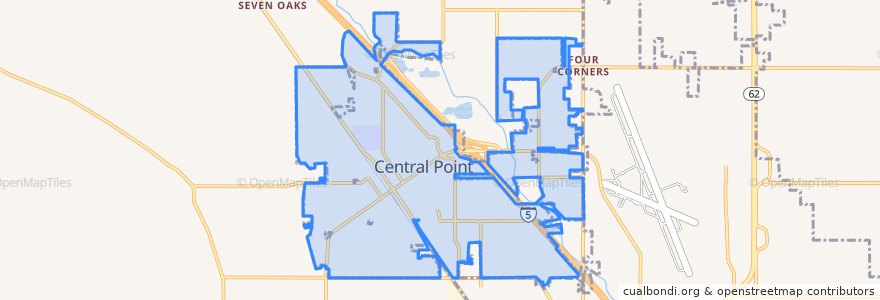 Mapa de ubicacion de Central Point.