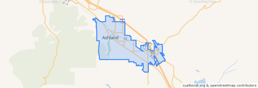 Mapa de ubicacion de Ashland.