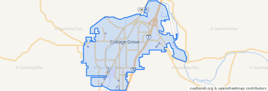 Mapa de ubicacion de Cottage Grove.
