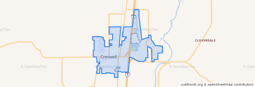Mapa de ubicacion de Creswell.