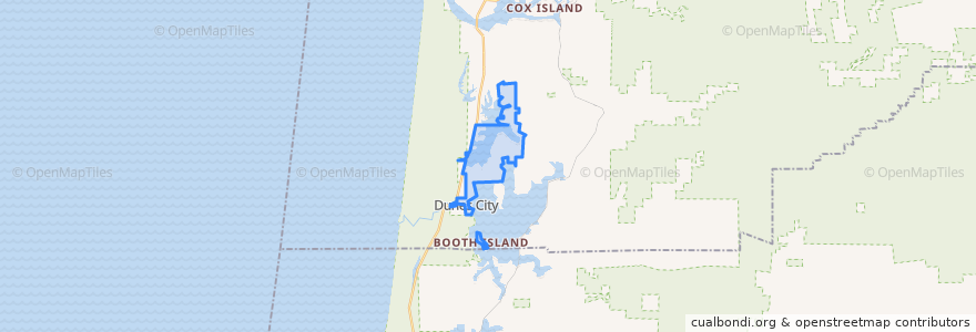 Mapa de ubicacion de Dunes City.