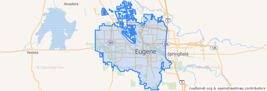 Mapa de ubicacion de Eugene.