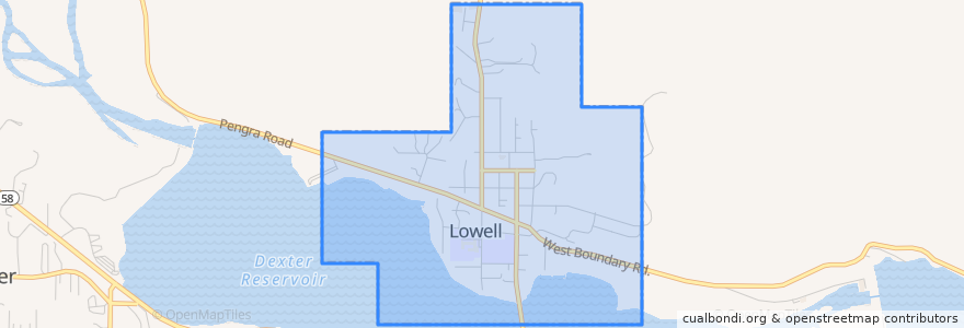 Mapa de ubicacion de Lowell.