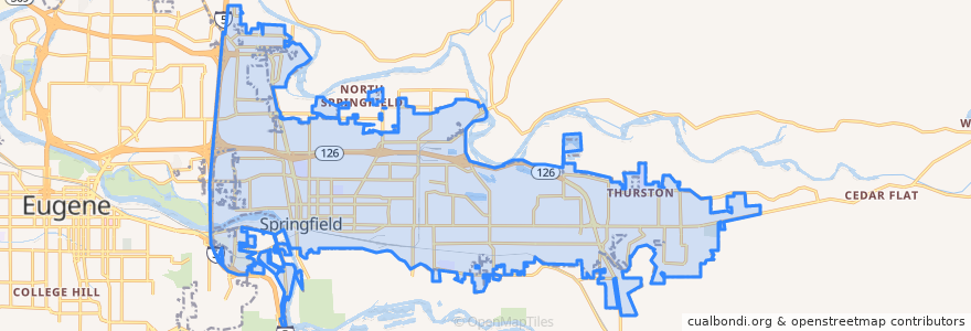 Mapa de ubicacion de Springfield.