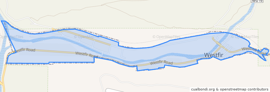 Mapa de ubicacion de Westfir.