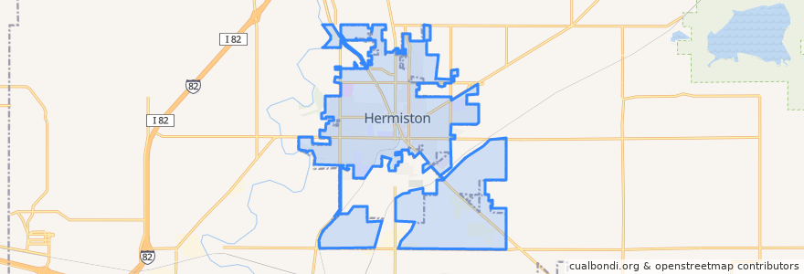Mapa de ubicacion de Hermiston.