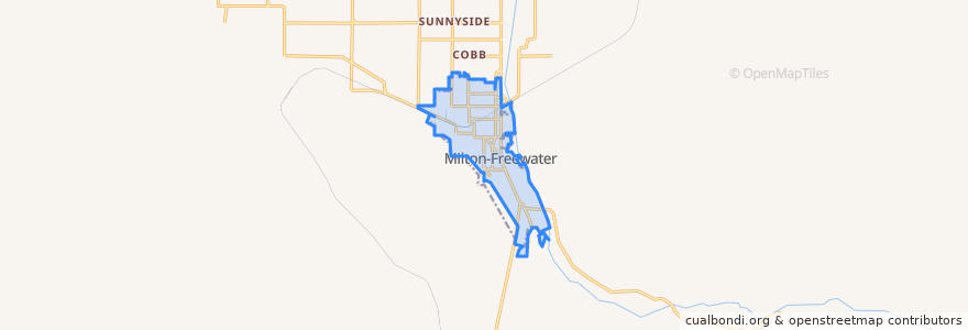 Mapa de ubicacion de Milton-Freewater.
