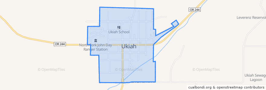 Mapa de ubicacion de Ukiah.